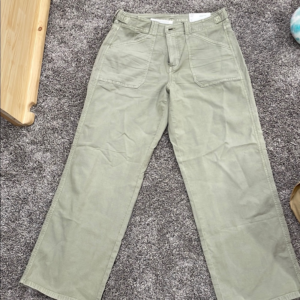 Womens Wide Leg American Eagle Olive Pants